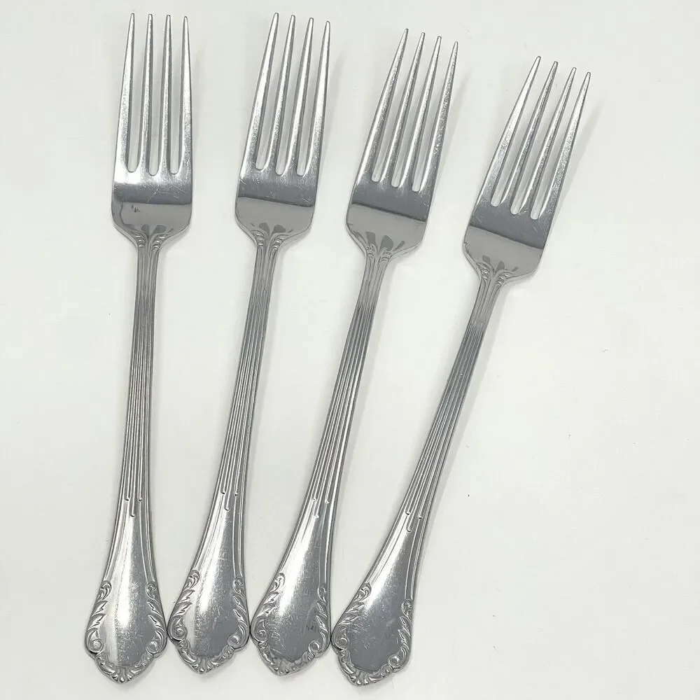 Reed & Barton VAUXHALL Stainless Glossy Set of 4 Dinner Place Forks 7.75